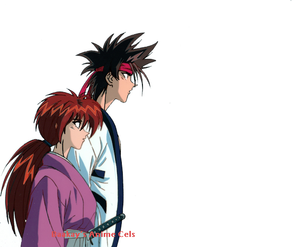 Kenshin and Sano peer to the right.