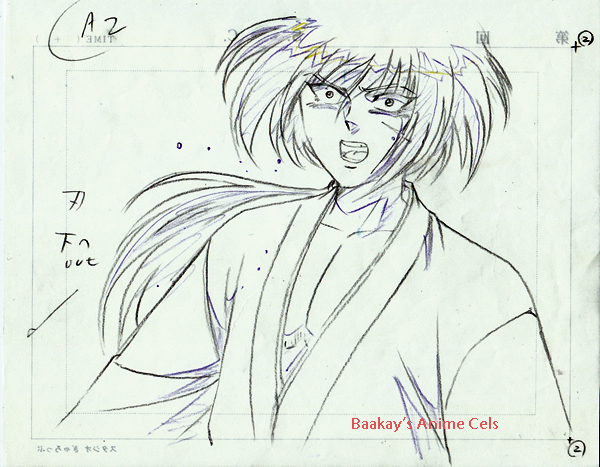 Layout sketch of Kenshin's reaction to being hurt.