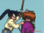 'Oro...'  Poor Kenshin gets lumps on his head as Kaoru beats on him.