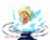 Mii splashes in the water.